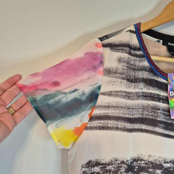 NWT Desigual Colourful Layered Blouse Size Large - Picture 4 of 8